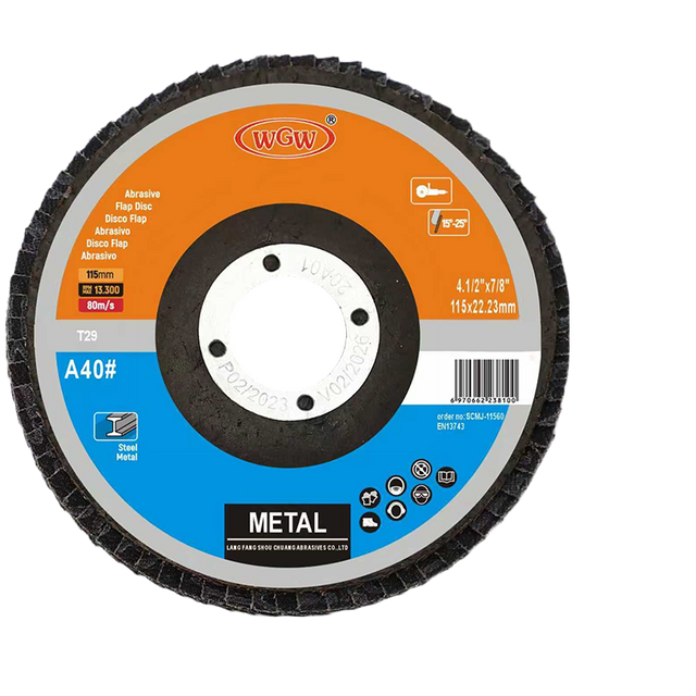 WGW T27 4,5 pulgadas 115 × 22 mm Disco abrasivo de óxido de aluminio Rueda abrasiva de alta dureza para amoladora angular de metal de acero inoxidable Certificado ISO9001 MPA 