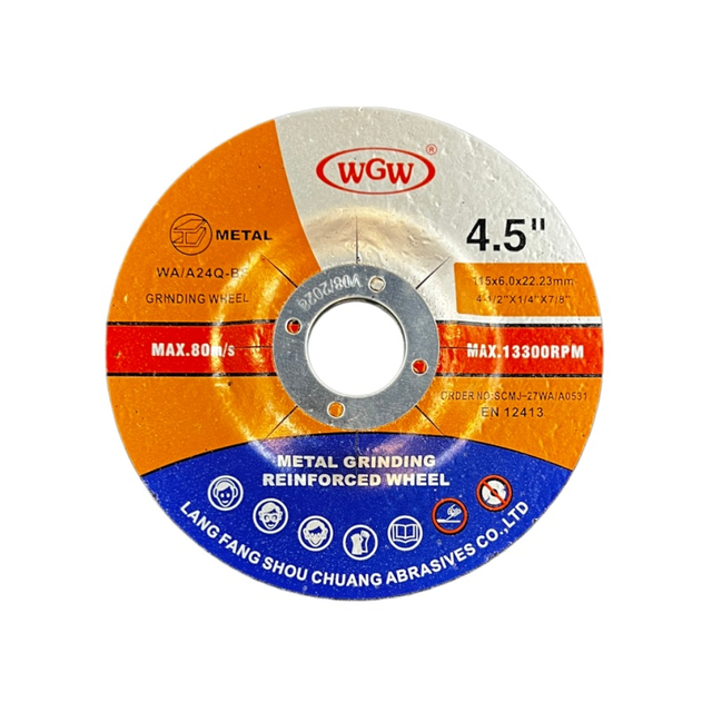 WGW Disco abrasivo de metal 115x6x22 mm para amoladora angular portátil, disco de óxido de aluminio T27 de metal 80 m/s