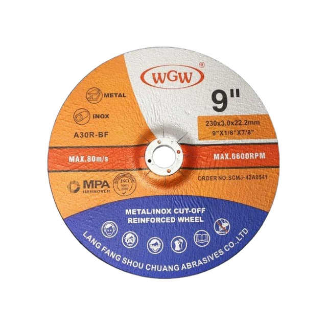 WGW Disco de Corte para Metal, Liso, de Larga duración, 230 mm x 3 x 22,23 mm, 80 m/s, Amoladora Angular portátil de Alta dureza