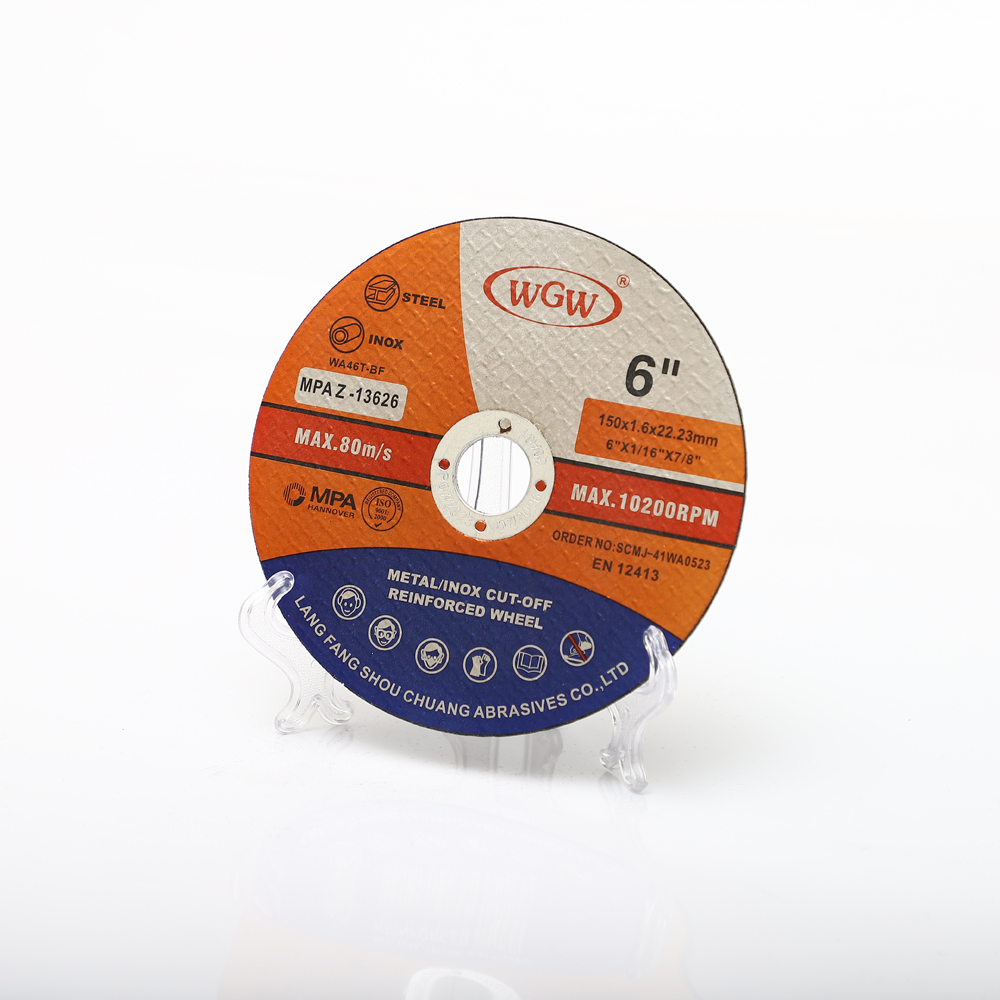 Disco de corte de acero inoxidable WGW T41 de 6 pulgadas, óxido de aluminio de alta dureza