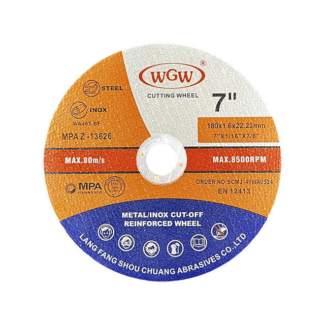 Disco de corte de acero inoxidable WGW T41 de 7 pulgadas, óxido de aluminio de alta dureza