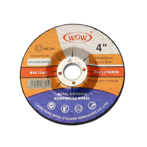 Disco abrasivo abrasivo de óxido de aluminio de alta dureza WGW T27 de 4 pulgadas para acero inoxidable