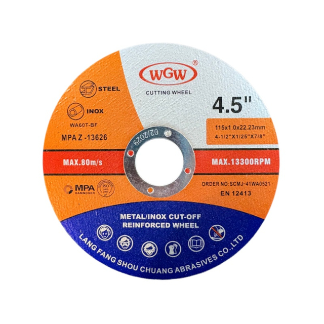 WGW Disco para Corte de Metal 115x1.0x22mm para Amoladora Angular Portátil, Disco de Óxido de Aluminio T41 Metal 80m/s