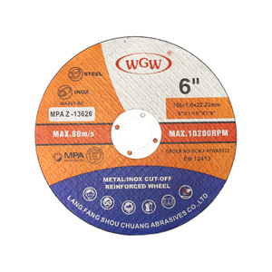 Disco de corte de acero inoxidable WGW T41 de 6 pulgadas, óxido de aluminio de alta dureza