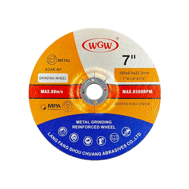 WGW Disco abrasivo de metal 180x6x22 mm para amoladora angular portátil, disco de óxido de aluminio T27 de metal 80 m/s
