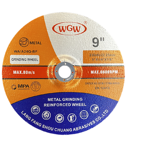 WGW T27 Disco abrasivo de óxido de aluminio de 9 pulgadas, 230 × 6,0 × 22,23 mm, rueda abrasiva de alta dureza para amoladora angular de metal de acero inoxidable con certificación ISO9001 MPA 