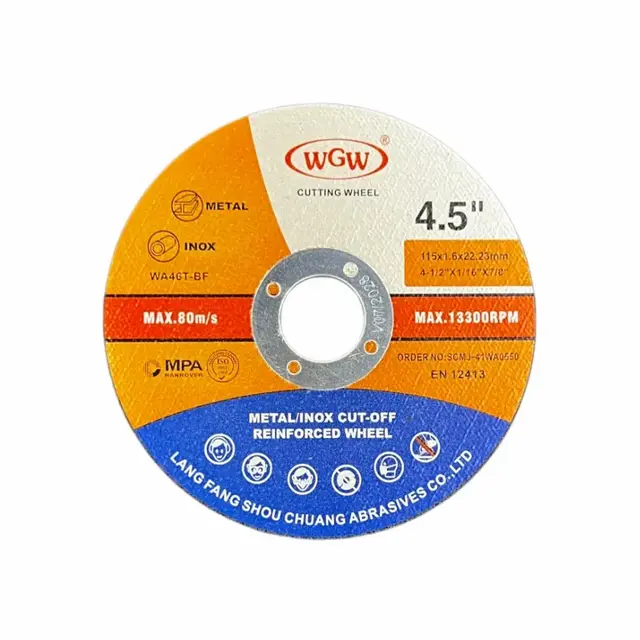 El MPA ISO9001 del disco de corte WGW certificó T41-115x1.2x22.23mm, corte rápido del metal del disco del óxido de aluminio